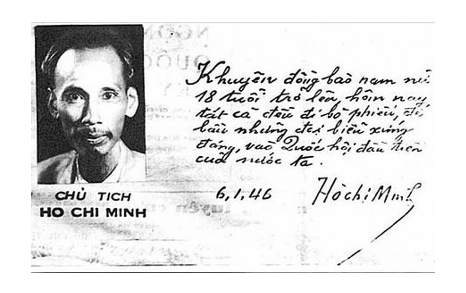 Ngày 6/1/1946 ghi dấu một sự kiện có ý nghĩa đặc biệt trong lịch sử chính trị Việt Nam hiện đại: lần đầu tiên Nhân dân Việt Nam trực tiếp bỏ phiếu bầu ra Quốc hội của mình.